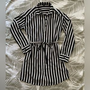 Express Striped Long Sleeve Shirt Dress